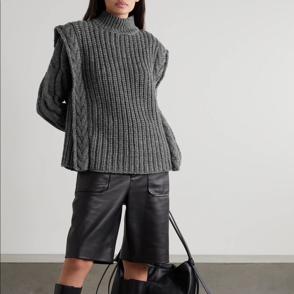 ENVELOPE 1976 Wild oversized convertible cable-knit wool sweater